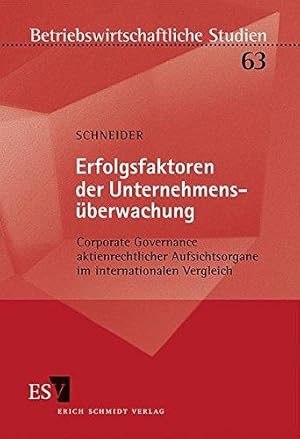 Immagine del venditore per Erfolgsfaktoren der Unternehmensberwachung: Corporate Governance aktienrechtlic venduto da Die Buchgeister