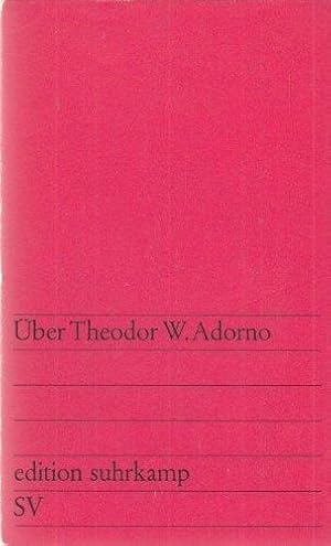 Seller image for ber Theodor W. Adorno for sale by Die Buchgeister