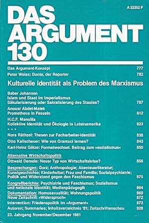 Seller image for DAS ARGUMENT 130 Kulturelle Identitt Als Problem Des Marxismus - Zeitschrift f for sale by Die Buchgeister