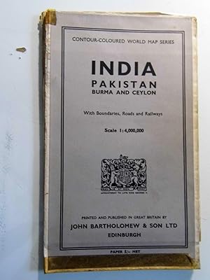 INDIA PAKISTAN BURMA AND CEYLON With Boundaries, Roads and Railways Scale 1: 4,000,000