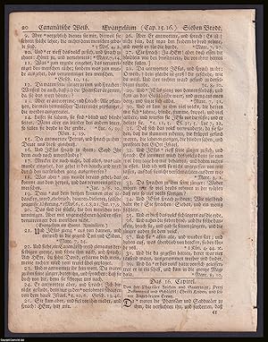 1776 Bible double sided leaf, 19.5 x 25 cms, in German language, by Christopher Saur jr., at Germ...