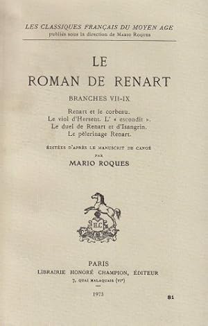 Bild des Verkufers fr Roman de Renart. Branches 7-9. Texte zum Verkauf von Ammareal