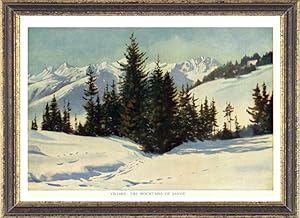 The mountains of Savoy at Villars,Vintage Watercolor Print