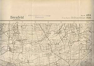 Bild des Verkufers fr Blatt 2436 Herzfeld (spter Nr. 4314).Topographische Karte 1 : 25.000 (4-cm-Karte). Ausgabe 1927 zum Verkauf von Paderbuch e.Kfm. Inh. Ralf R. Eichmann