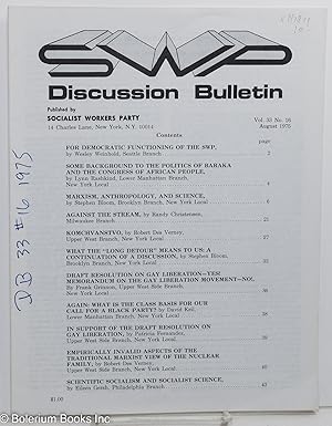 Imagen del vendedor de SWP Discussion Bulletin Vol. 33, No. 16 a la venta por Bolerium Books Inc.