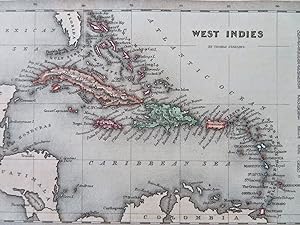 Caribbean Sea Cuba Bahamas Jamaica Puerto Rico Haiti 1830 miniature map