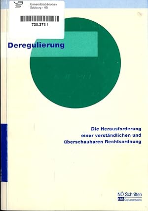 Seller image for Deregulierung Nr. 138 Die Herausforderung einer verstndlichen und berschaubaren Rechtsordnung for sale by avelibro OHG