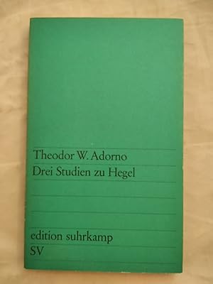 Bild des Verkufers fr Drei Studien zu Hegel. edition suhrkamp 38. zum Verkauf von KULTur-Antiquariat