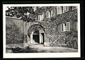 Ansichtskarte München-Moosach, Wohnsiedlung Borstei, Eingang zum Rosengarten