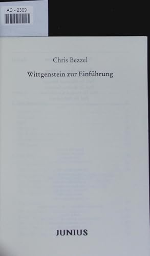 Bild des Verkufers fr Wittgenstein zur Einfhrung. zum Verkauf von Antiquariat Bookfarm