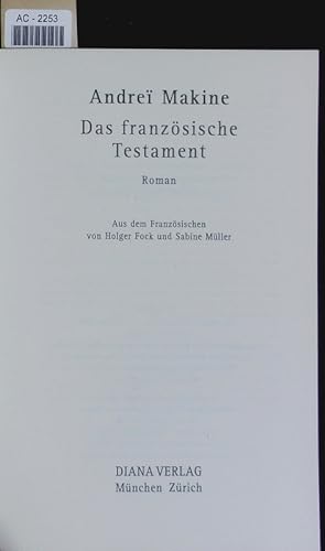 Seller image for Das franzsische Testament. Roman. for sale by Antiquariat Bookfarm