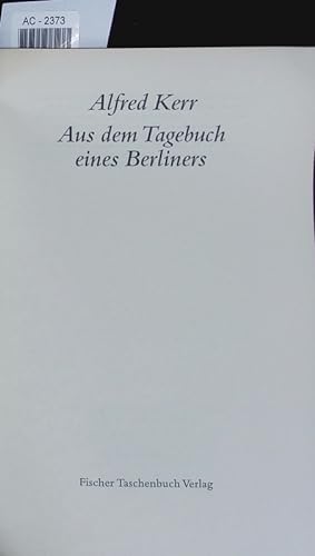 Seller image for Aus dem Tagebuch eines Berliners. for sale by Antiquariat Bookfarm