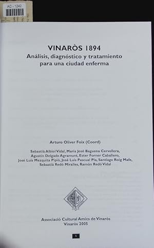 Imagen del vendedor de Vinars 1894. Anlisis, diagnstico y tratamiento para una ciudad enferma. a la venta por Antiquariat Bookfarm