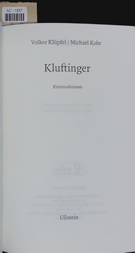 Bild des Verkufers fr Kluftinger. Kriminalroman. zum Verkauf von Antiquariat Bookfarm