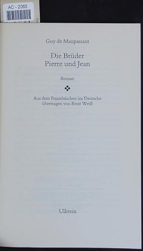 Imagen del vendedor de Die Brder Pierre und Jean. Roman. a la venta por Antiquariat Bookfarm