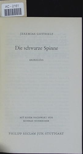 Image du vendeur pour Die schwarze Spinne. Erzhlung. mis en vente par Antiquariat Bookfarm