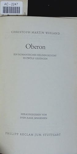 Image du vendeur pour Oberon. Ein romantisches Heldengedicht in zwlf Gesngen. mis en vente par Antiquariat Bookfarm