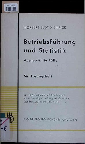 Image du vendeur pour Betriebsfhrung und Statistik. AA-8878 mis en vente par Antiquariat Bookfarm