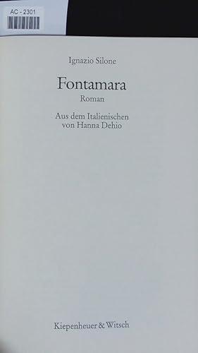 Seller image for Fontamara. Roman. for sale by Antiquariat Bookfarm