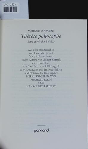 Seller image for Thrse philosophe. Eine erotische Beichte. for sale by Antiquariat Bookfarm