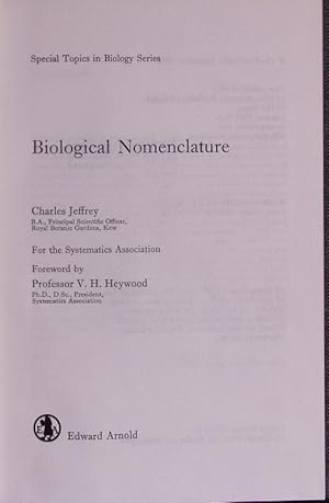 Bild des Verkufers fr Special Topics in Biology Series. Biological Nomenclature. zum Verkauf von Antiquariat Bookfarm