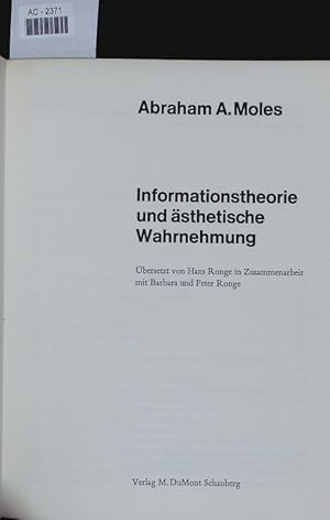 Bild des Verkufers fr Informationstheorie und sthetische Wahrnehmung. zum Verkauf von Antiquariat Bookfarm