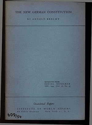 Image du vendeur pour The New German Constitution. Reprinted from Social Research Dec. 1949 (Vol. 16, No. 4) mis en vente par Antiquariat Bookfarm