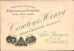 Ansichtskarte / Postkarte Paris, Rue Beranger, Cawley und Henry, Wolf und Mathiss Suc., Artikel f...