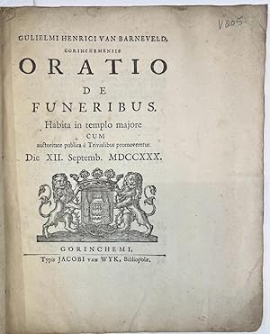 Decorated paper binding 1730 | Oratio de funeribus Gorinchem J. van Wyk 1730, [8]+8 pp.
