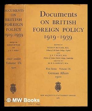 Imagen del vendedor de Documents on British foreign policy, 1919-1939 - First series, Volume 10 : German Affairs and Plebiscite Problems, 1920 a la venta por MW Books