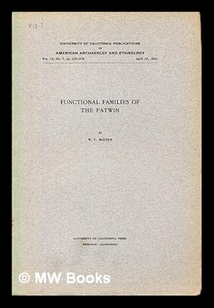 Image du vendeur pour Functional families of the Patwin mis en vente par MW Books