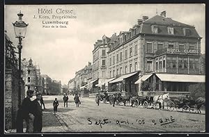 Ansichtskarte Luxembourg, Hôtel Clesse, Prop. J. Korn, Place de la Gare