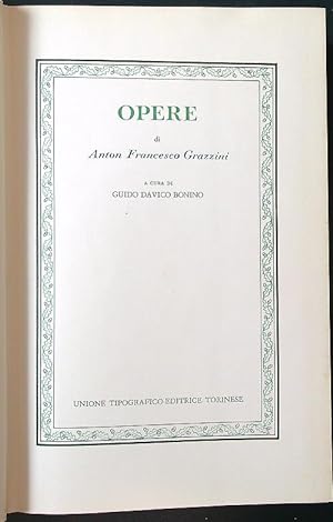 Bild des Verkufers fr Opere di Anton Francesco Grazzini zum Verkauf von Librodifaccia