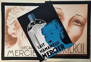 Trois publicités pour les produits de beauté Mercier par M.P. Grapin.