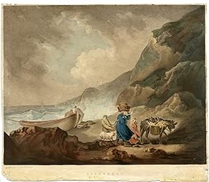 Antique Master Print-FISHERMEN-DONKEY-BOAT-SEA-COAST-DOG-Smith-Morland-c. 1790