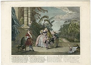 Antique Master Print-DER WIEDER GEGEBENE KUSS-KISS-ROMANCE-Crophius-1750
