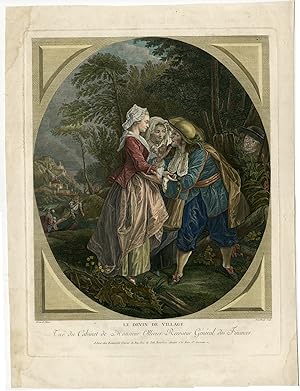 Antique Master Print-DEVIN DE VILLAGE-LOVE-ROMANCE-Jourd'heuil-Briard-1770