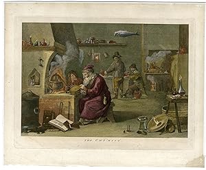 Bild des Verkufers fr Antique Master Print-ALCHEMIST-WORKSHOP-SCIENCE-CHYMIST-HOURGLASS-Boydell-1752 zum Verkauf von Pictura Prints, Art & Books