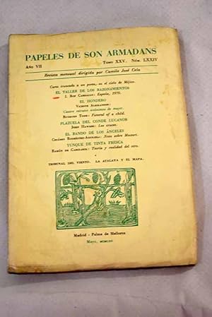 Bild des Verkufers fr Papeles de Son Armadans, ao VII, tomo XXV, n. LXXIV (mayo, 1962).:: Carta trucada a un poeta en el cielo de Mxico; Espaa; Cuatro retratos annimos de mujer; Funeral of a child; Las cruces; Nota sobre Muxart; Teora y realidad del otro; Recuerdo para ngel del Ro; Versos para Antonio Machado; La poesa a dos aguas de Rafael Laffn; Primera antologa de Jess Delgado Valhondo zum Verkauf von Alcan Libros