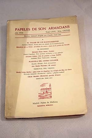 Bild des Verkufers fr Papeles de Son Armadans, ao XVII, tomo LXVI, n. CXCVIII (setiembre, 1972).:: Notas para un estudio de la ciencia ficcin; Arrebatos de amor y furia en la poesa de Neruda; Poemas; Cabaas, Pablo: Tres poemas trislabos y tres paisajes; Oda de gracias a Jorge Guilln; Poemas; Felis domesticus; El veneno zum Verkauf von Alcan Libros