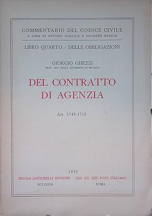 Seller image for Del contratto di agenzia. Art. 1742-1753 for sale by FolignoLibri