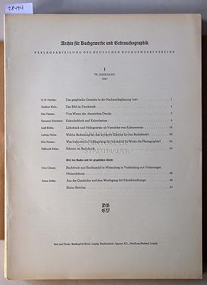 Archiv für Buchgewerbe und Gebrauchsgraphik. 78. Jahrgang 1941. ÜBERRESTE von Heften 1-11. (siehe...