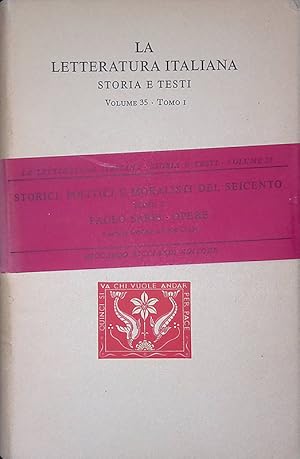 Seller image for Storici, Politici e Moralisti del Seicento Tomo I. Paolo Sarpi - Opere for sale by FolignoLibri