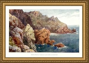 Moye Point near Le Gouffre on the island of Guernsey in the Channel Islands,Vintage Watercolor Print