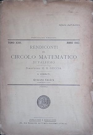 Imagen del vendedor de Rendiconti del Circolo Matematico di Palermo. Tomo XXIII anno 1907 a la venta por FolignoLibri