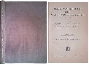 Bild des Verkufers fr Handworterbuch der naturwissenschaften. Sachregister und systematische inhaltsubersicht zum Verkauf von FolignoLibri