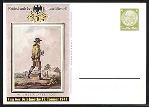 Ansichtskarte Tag der Briefmarke 1941, Wiener Klapperpost, Ganzsache 6 Pfg.