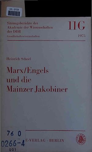 Bild des Verkufers fr Marx/Engels und die Mainzer Jakobiner. AA-9104. Nr. 11/G zum Verkauf von Antiquariat Bookfarm