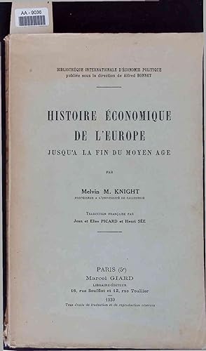 Bild des Verkufers fr Histoire economique de l'Europe jusqu'a la fin du Moyen Age. zum Verkauf von Antiquariat Bookfarm