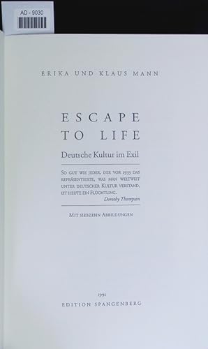 Bild des Verkufers fr Escape to life. zum Verkauf von Antiquariat Bookfarm